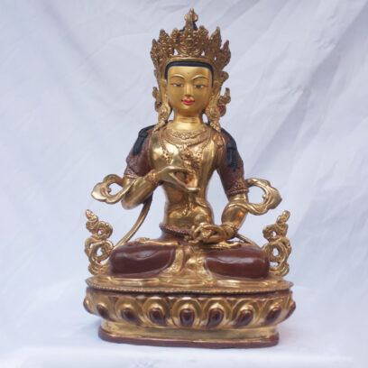 Buddhist Handmade Statue of Vajrasattva – Partly Gold-Plated with Painted Face