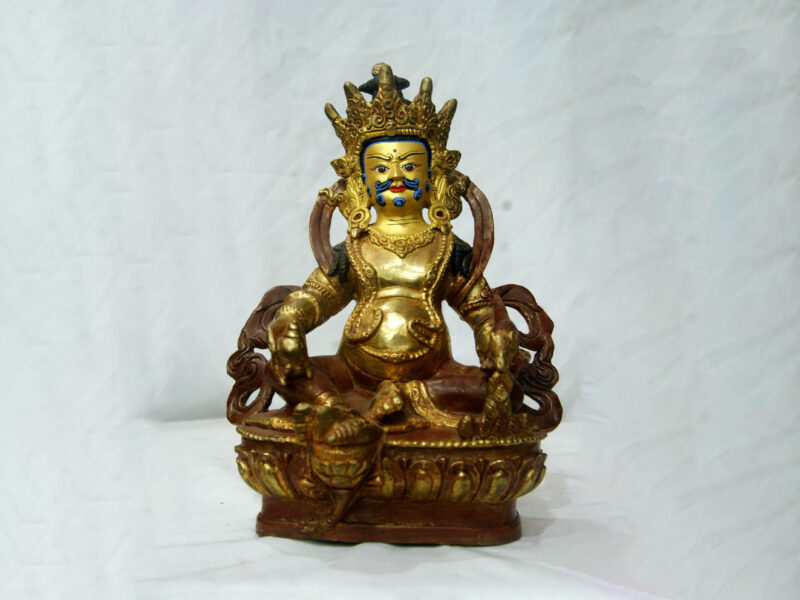 Buddhist Handmade Statue of Vajrasattva – Partly Gold-Plated with Painted Face