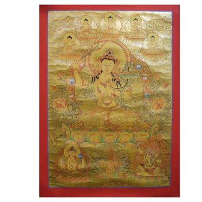 Buddhist Hand-Painted Thangka of Manjushri, Traditional Tibetan Art
