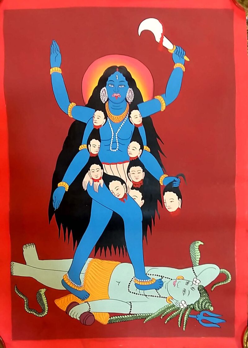 Kali Thangka – Vibrant Hindu Goddess Artwork - Image 2