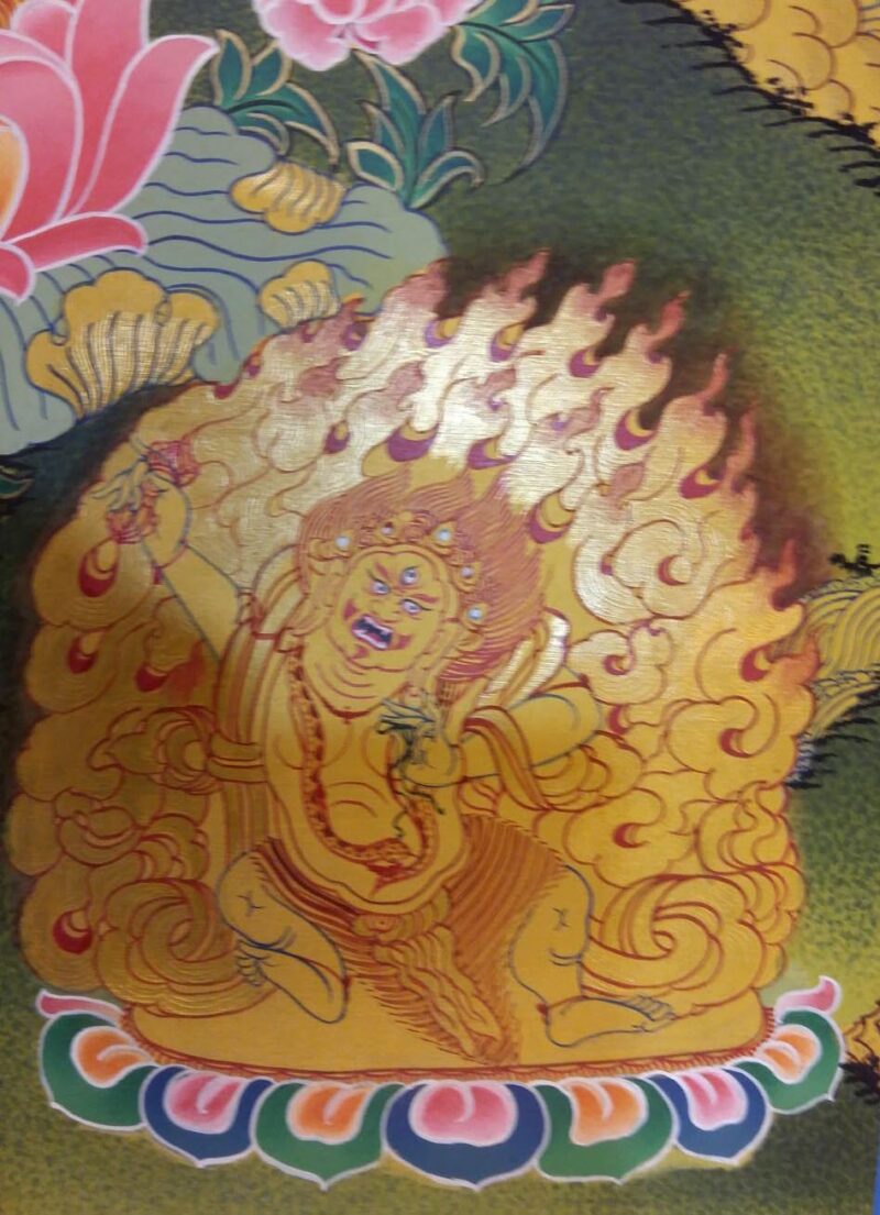 Buddhist Hand-Painted Thangka – Sahasrabhuja Avalokitesvara with Pancha Buddha, Manjushree, and Vajrapani (Real Gold) - Image 7
