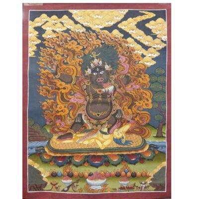 Two Arm Mahakala Black Cloak Thangka – Bernagchen (Handmade Canvas)