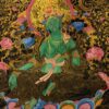 Buddhist Hand-Painted Thangka of Green Tara with Manjushri and Vajrapani - Image 3