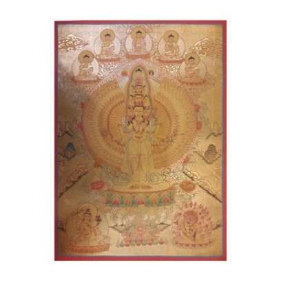 Sahashrabhuja Avalokitesvara Thangka – Painted in Real Gold