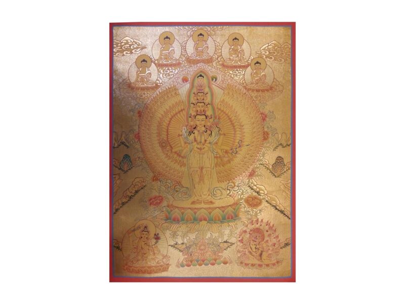Sahashrabhuja Avalokitesvara Thangka – Painted in Real Gold