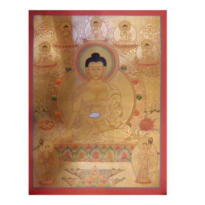 Shakyamuni Buddha Thangka – Painted in Real Gold
