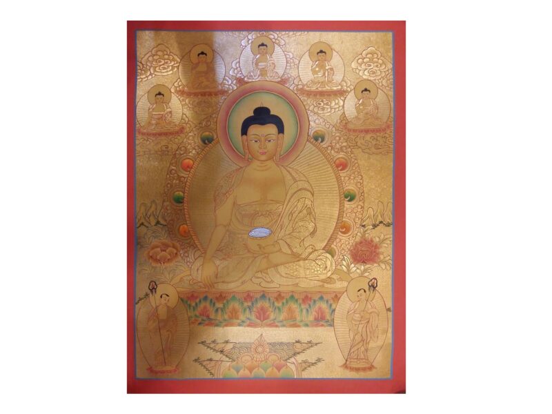Shakyamuni Buddha Thangka – Painted in Real Gold
