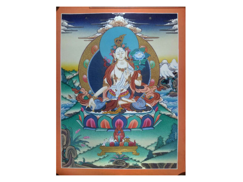 Tibetan Thangka of White Tara in Real Gold (HQ)