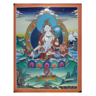Tibetan Thangka of White Tara in Real Gold (HQ)