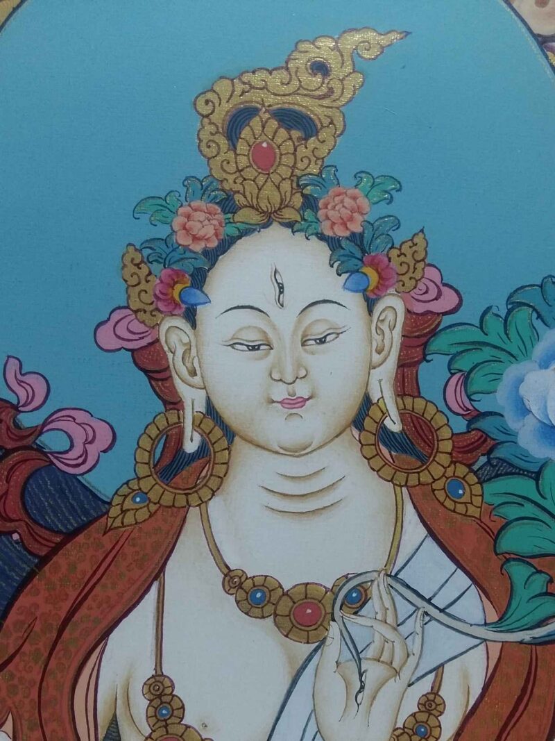 Tibetan Thangka of White Tara in Real Gold (HQ) - Image 2