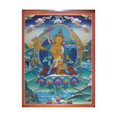 Tibetan Thangka of Manjushri – Painted in Real Gold (HQ)