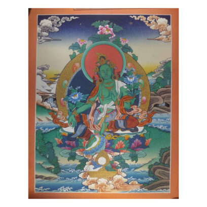 Tibetan Thangka of Green Tara – Painted in Real Gold (HQ)