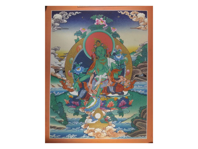Tibetan Thangka of Green Tara – Painted in Real Gold (HQ)