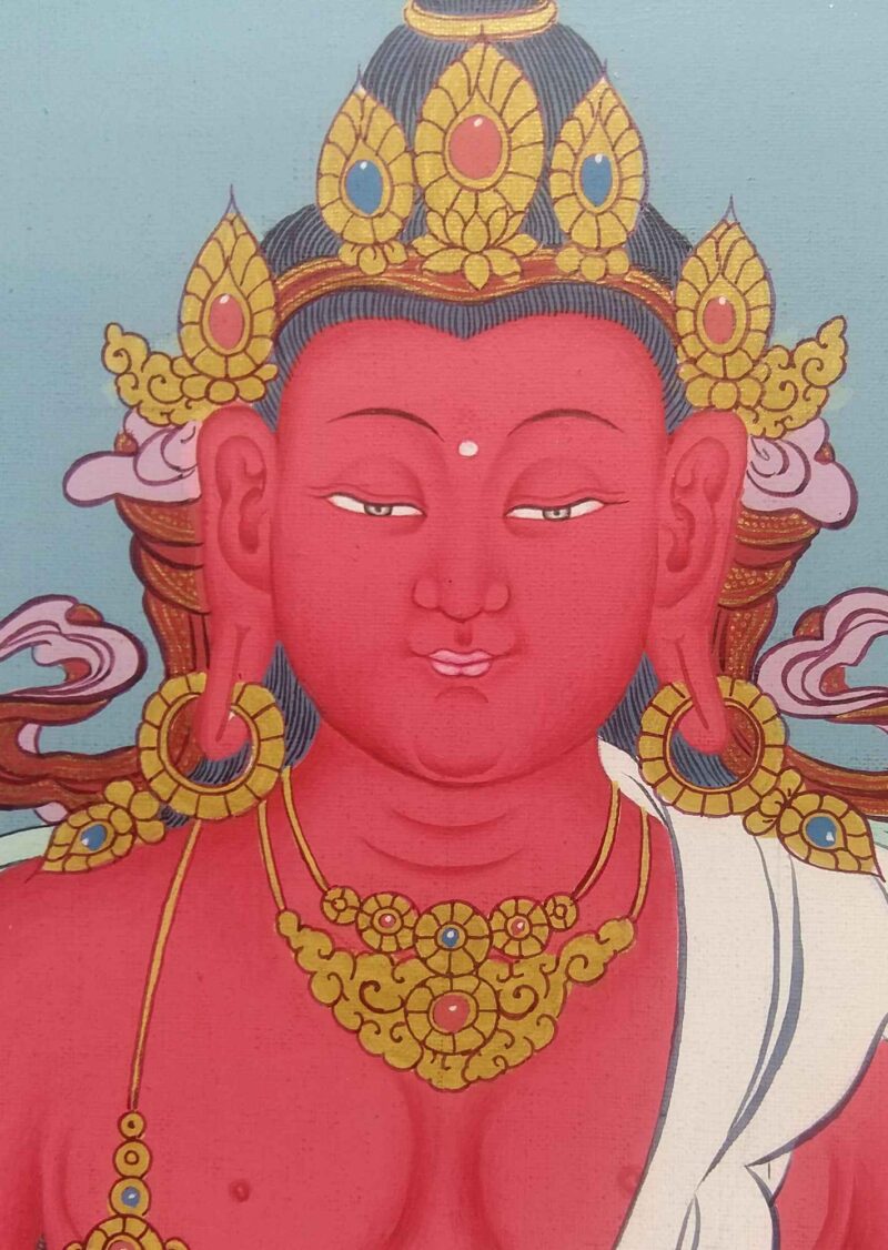 Tibetan Thangka of Aparimita Amitayus – Painted in Real Gold (HQ) - Image 2