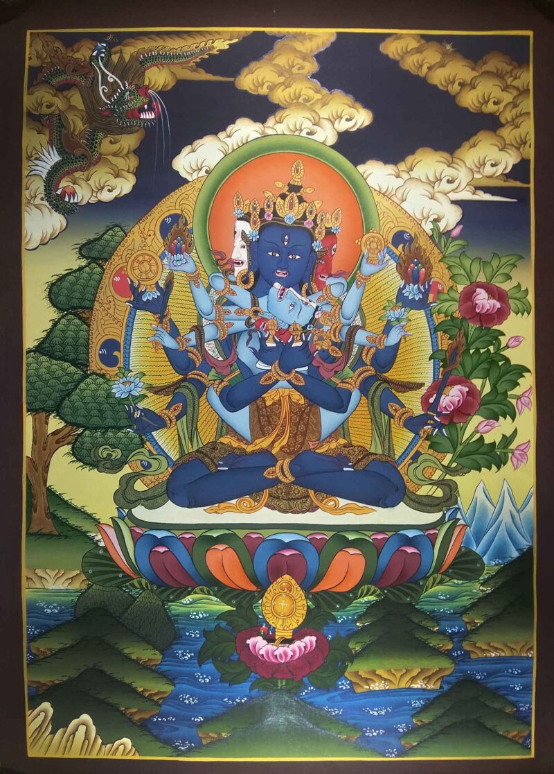 Tibetan Thangka of Vajradhara (Ghuhyasamaja) – Painted in Real Gold - Image 3