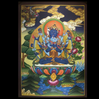 Tibetan Thangka of Vajradhara (Ghuhyasamaja) – Painted in Real Gold
