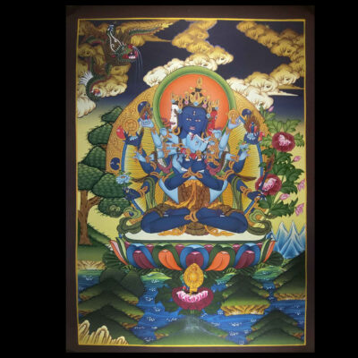 Tibetan Thangka of Vajradhara (Ghuhyasamaja) – Painted in Real Gold