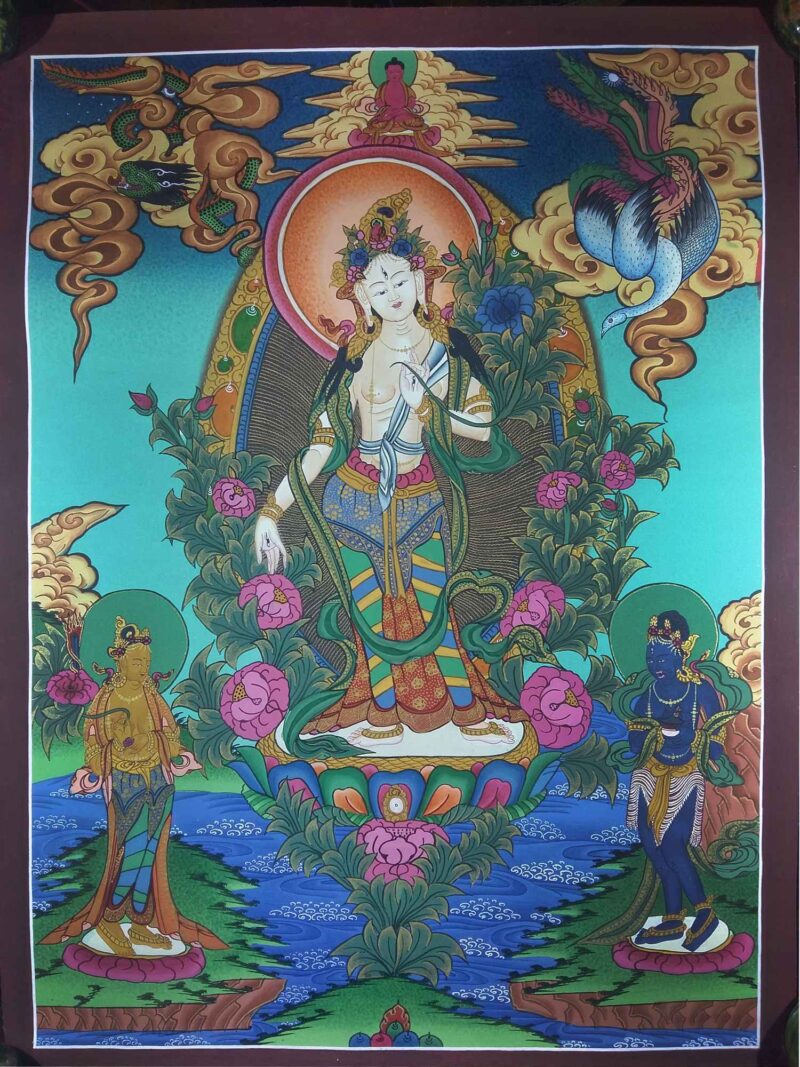 Tibetan Thangka of Standing White Tara - Image 4