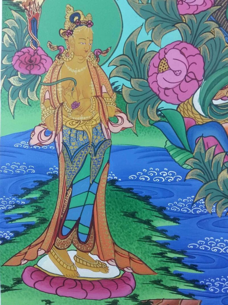 Tibetan Thangka of Standing White Tara - Image 6