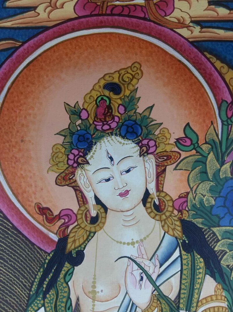 Tibetan Thangka of Standing White Tara - Image 2