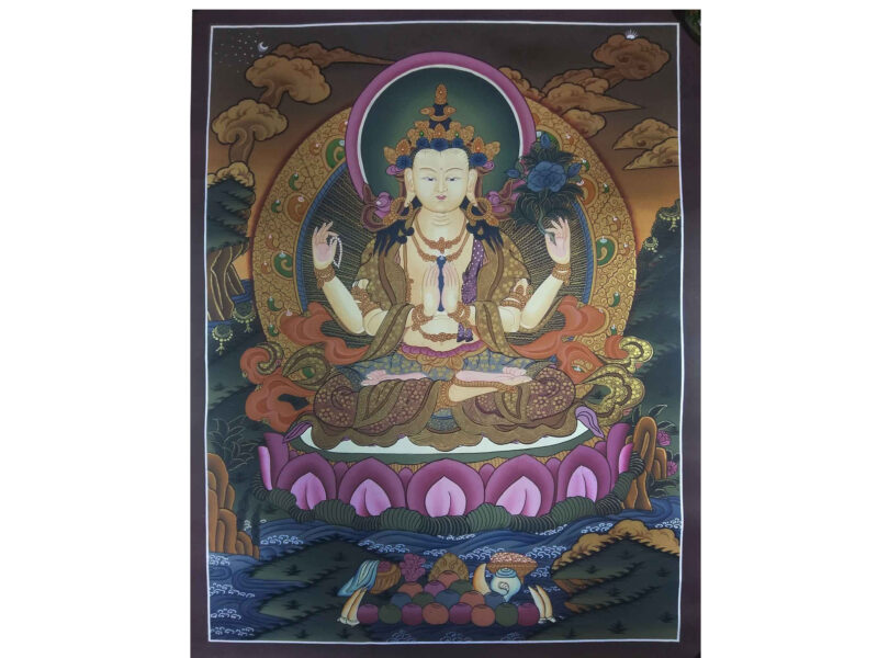 Tibetan Thangka of Chenrezig Avalokitesvara