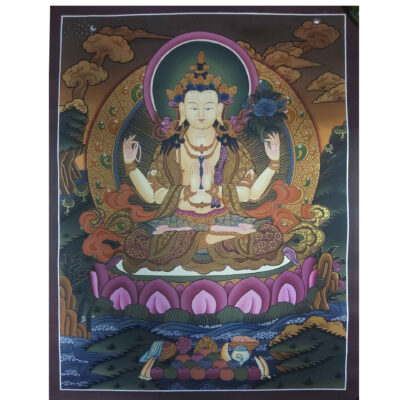 Tibetan Thangka of Chenrezig Avalokitesvara