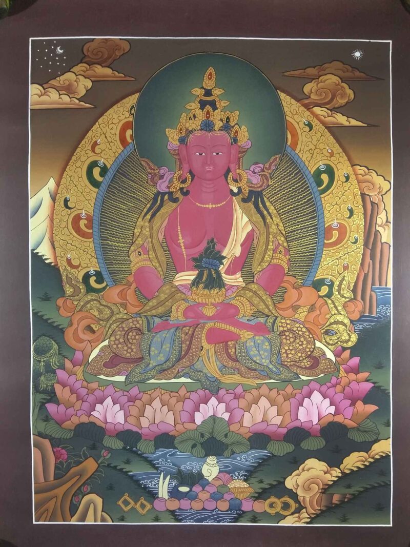 Buddhist Hand-Painted Thangka: Aparimita (Amitayus, Chepame) - Image 2