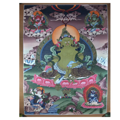 Tibetan Thangka Five Jambhala Dzambhala, Kuber
