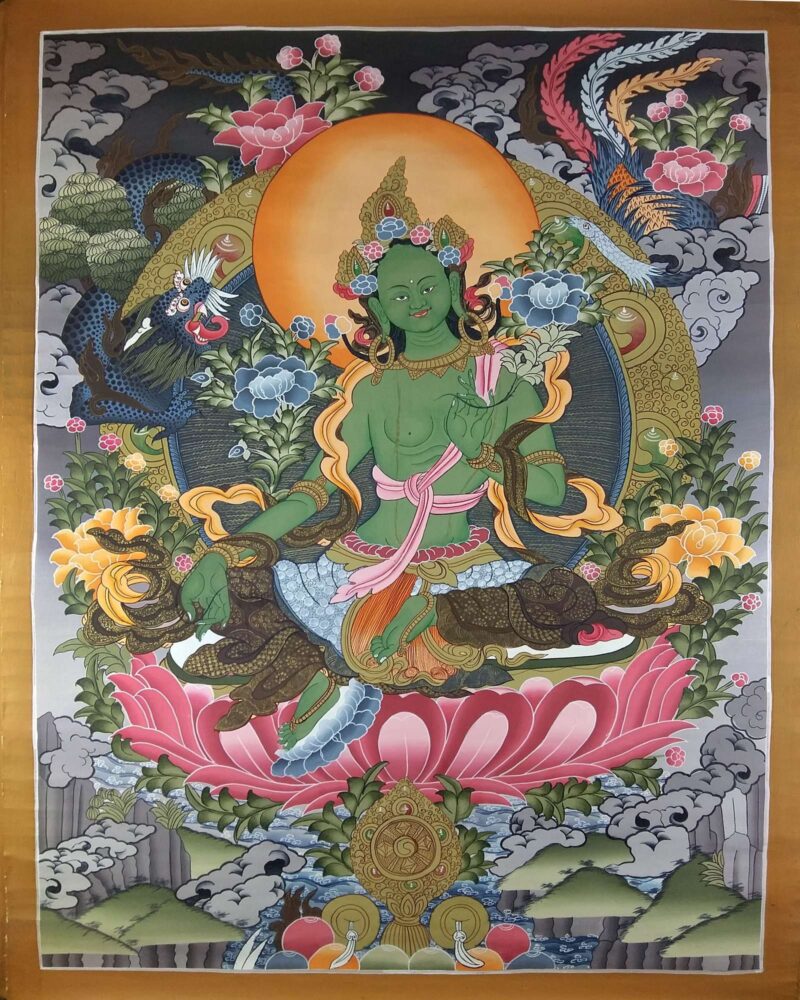 Tibetan Thangka Green Tara (Real Gold) - Image 2