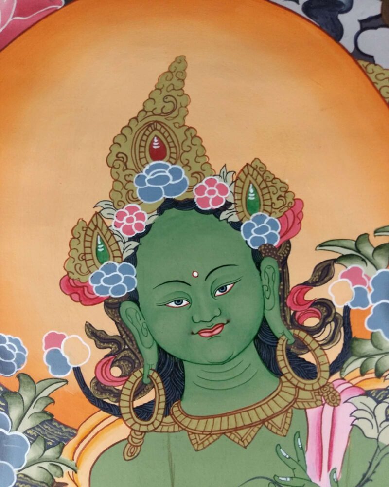 Tibetan Thangka Green Tara (Real Gold) - Image 3