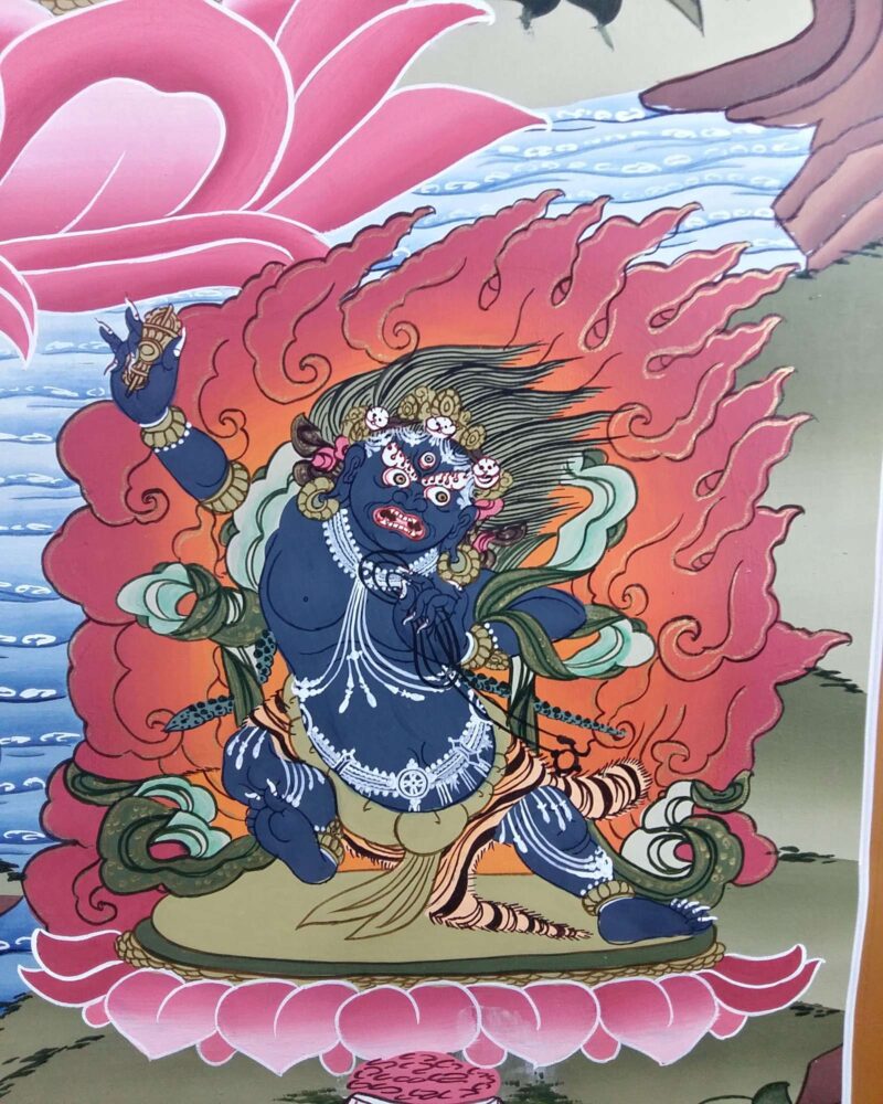 Tibetan Thangka Chenrezig Avalokitesvara with Manjushri and Vajrapani (Real Gold) - Image 3