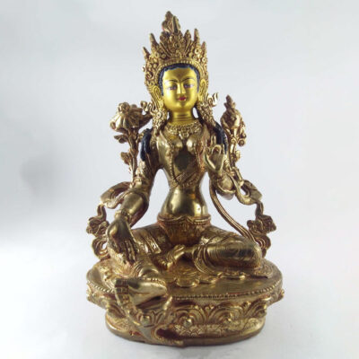 Green Tara Full Fire Gold Plated with Painted Face