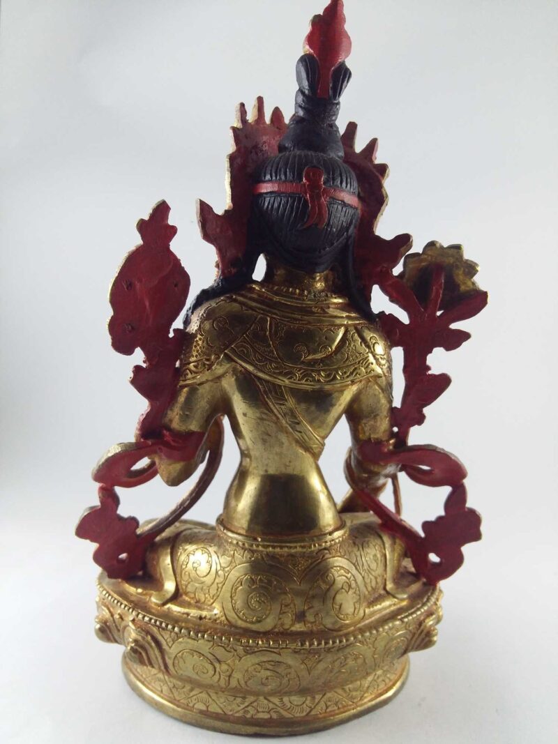 Green Tara Full Fire Gold Plated with Painted Face - Image 6