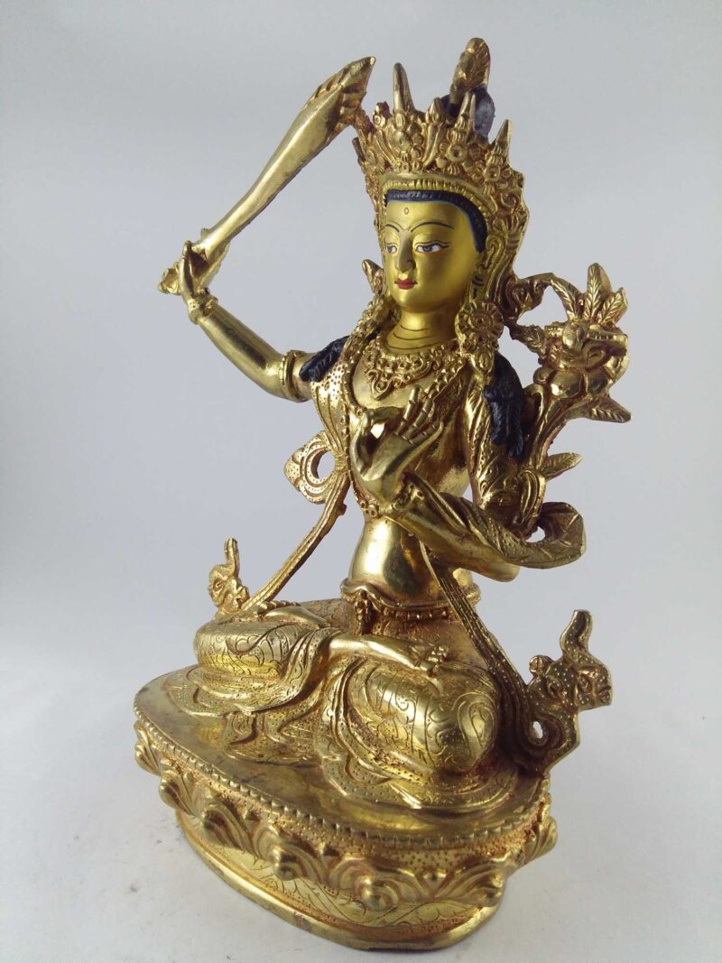 Manjushri Full Fire Gold Plated with Painted Face - Image 4