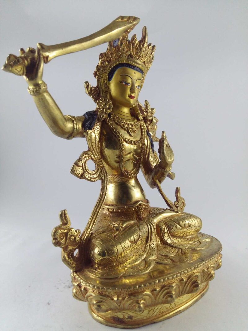 Manjushri Full Fire Gold Plated with Painted Face - Image 2