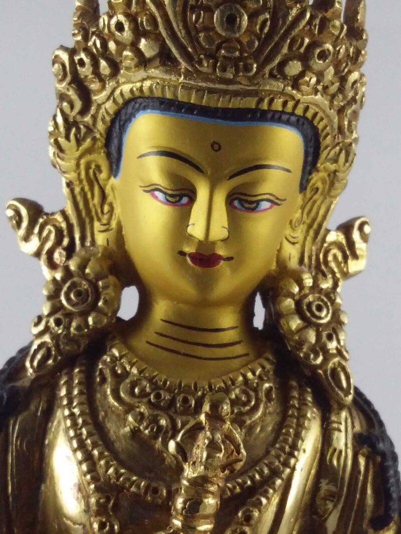 Buddhist Handmade Vajrasattva Full Fire Gold Plated with Painted Face - Image 5