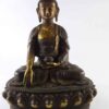 Shakyamuni Buddha Statue – Copper, Gold-Plated, Painted Face, Antique Finish - Image 3
