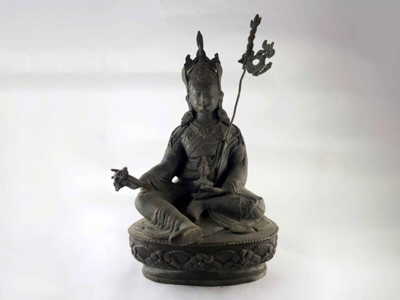 Copper Statue of Guru Padmasambhava – Black Antique Finish