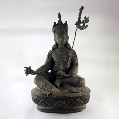 Copper Statue of Guru Padmasambhava – Black Antique Finish