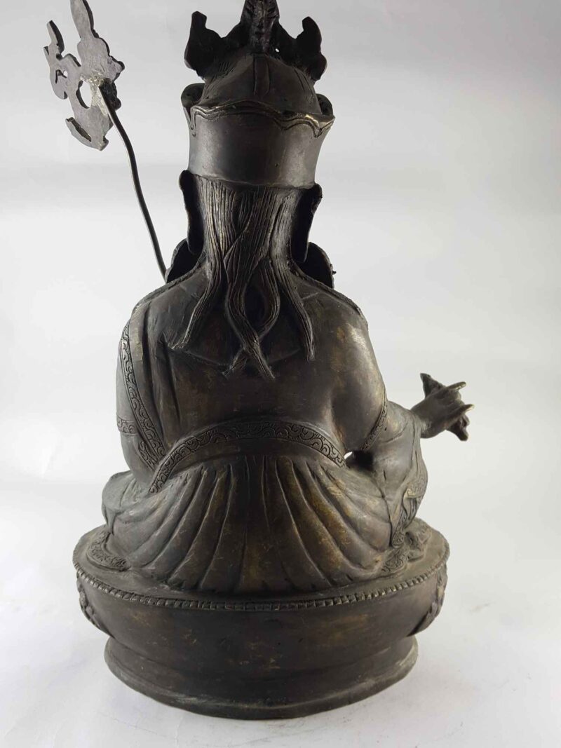 Copper Statue of Guru Padmasambhava – Black Antique Finish - Image 5