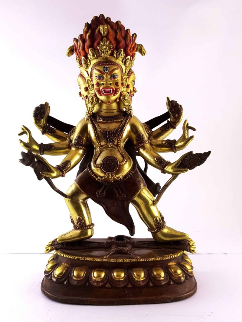 Statue of Hayagriva - Heruka, Partly Gold-Plated, Painted Face - Image 3