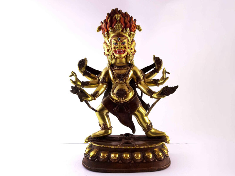 Statue of Hayagriva - Heruka, Partly Gold-Plated, Painted Face