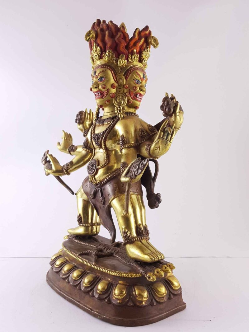 Statue of Hayagriva - Heruka, Partly Gold-Plated, Painted Face - Image 2