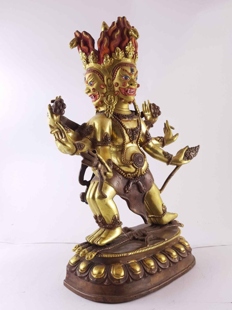 Statue of Hayagriva - Heruka, Partly Gold-Plated, Painted Face - Image 4