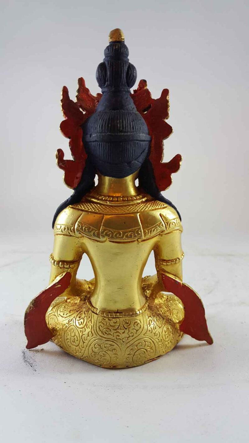 Statue of Aparimita – Full Gold Plated, Painted Face, Antique Patina Finish - Image 5