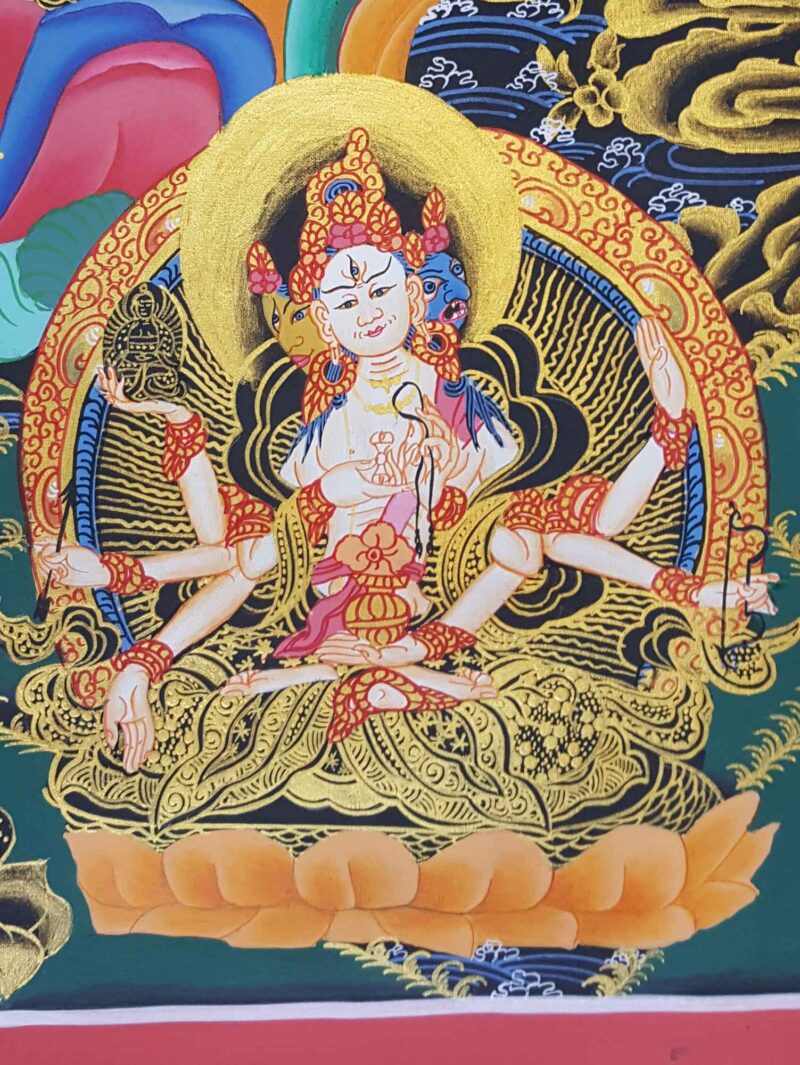 Buddhist Hand Painted Thangka of White Tara – Tibetan Style Painting - Image 2