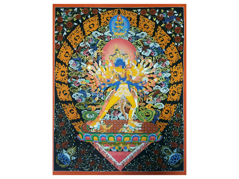 Newari Style Kalachakra With Consort, Shakti, Yab-Yum Thangka Painting