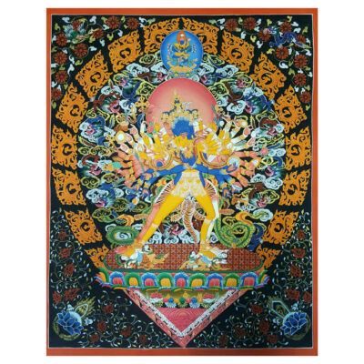 Newari Style Kalachakra With Consort, Shakti, Yab-Yum Thangka Painting