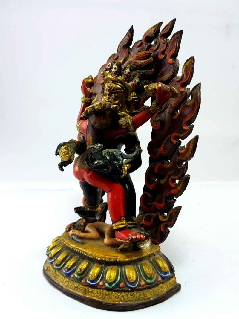 Black Jambhala With Consort, Shakti, Yab-Yum Handmade Statue Traditional Color Finishing - Image 3