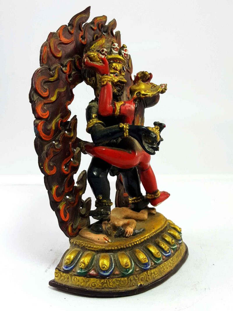 Black Jambhala With Consort, Shakti, Yab-Yum Handmade Statue Traditional Color Finishing - Image 2